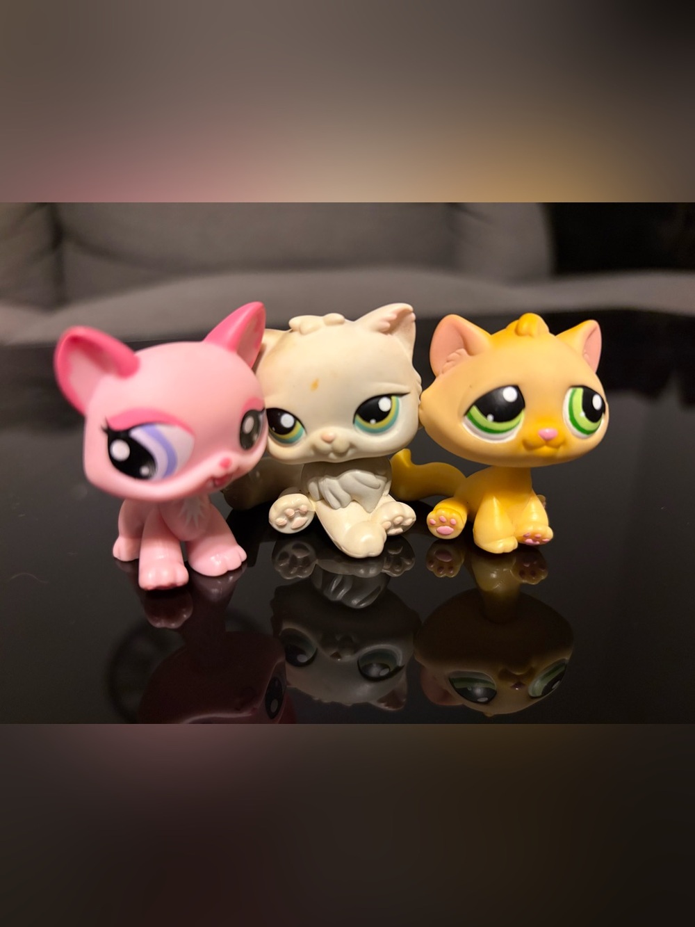 Hasbro Littlest Pet Shop Trio - Pink, White & Yellow Cat Figures